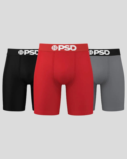 PSD Discount | Solids 3 Pack - Red/Grey/Black - Standard Length - Cotton