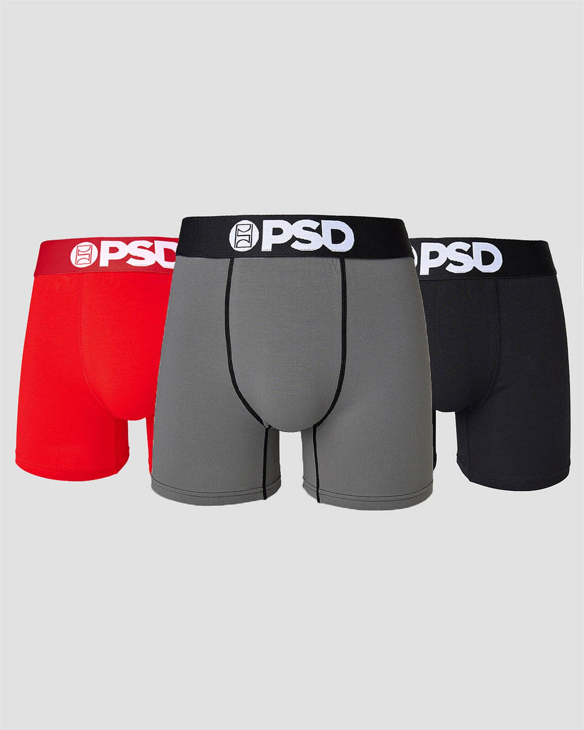 PSD Premium | Solids 3 Pack - Red/Grey/Black - Mid Length - Cotton