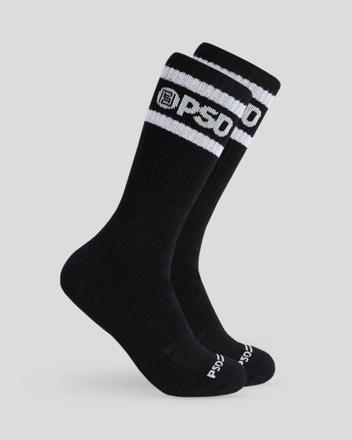 PSD Latest | 3 Pack - Logo Stripe Crew - Black - Crew Sock
