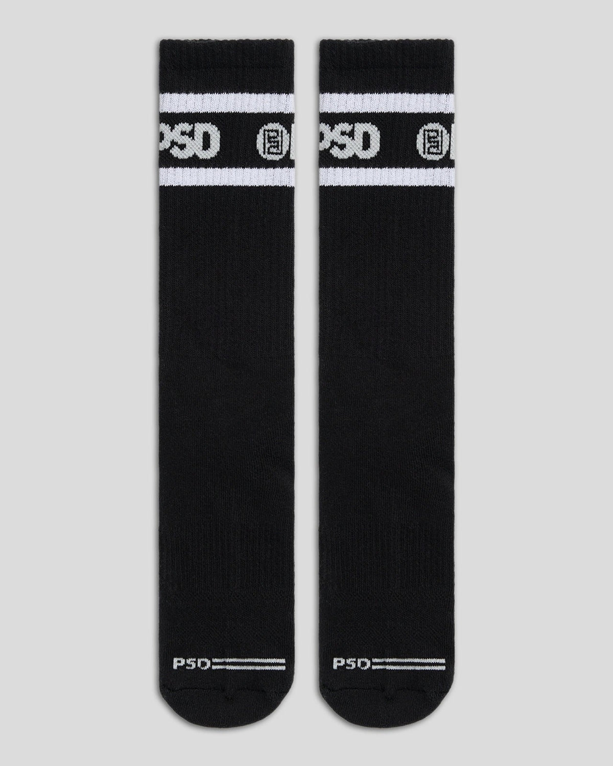 PSD Latest | 3 Pack - Logo Stripe Crew - Black - Crew Sock