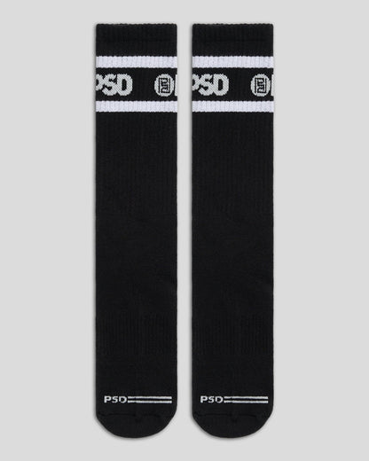 PSD Latest | 3 Pack - Logo Stripe Crew - Black - Crew Sock