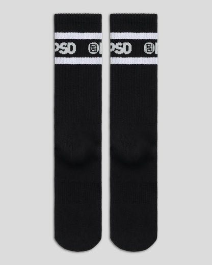 PSD Latest | 3 Pack - Logo Stripe Crew - Black - Crew Sock