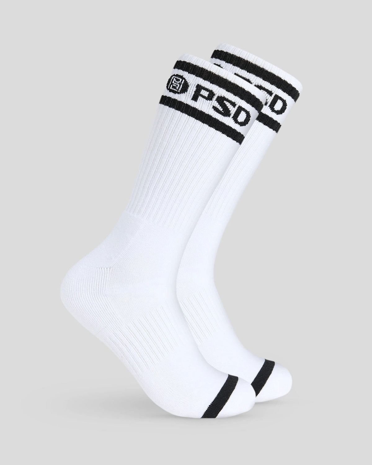 PSD Premium | 3 Pack - Logo Stripe Crew - White - Crew Sock