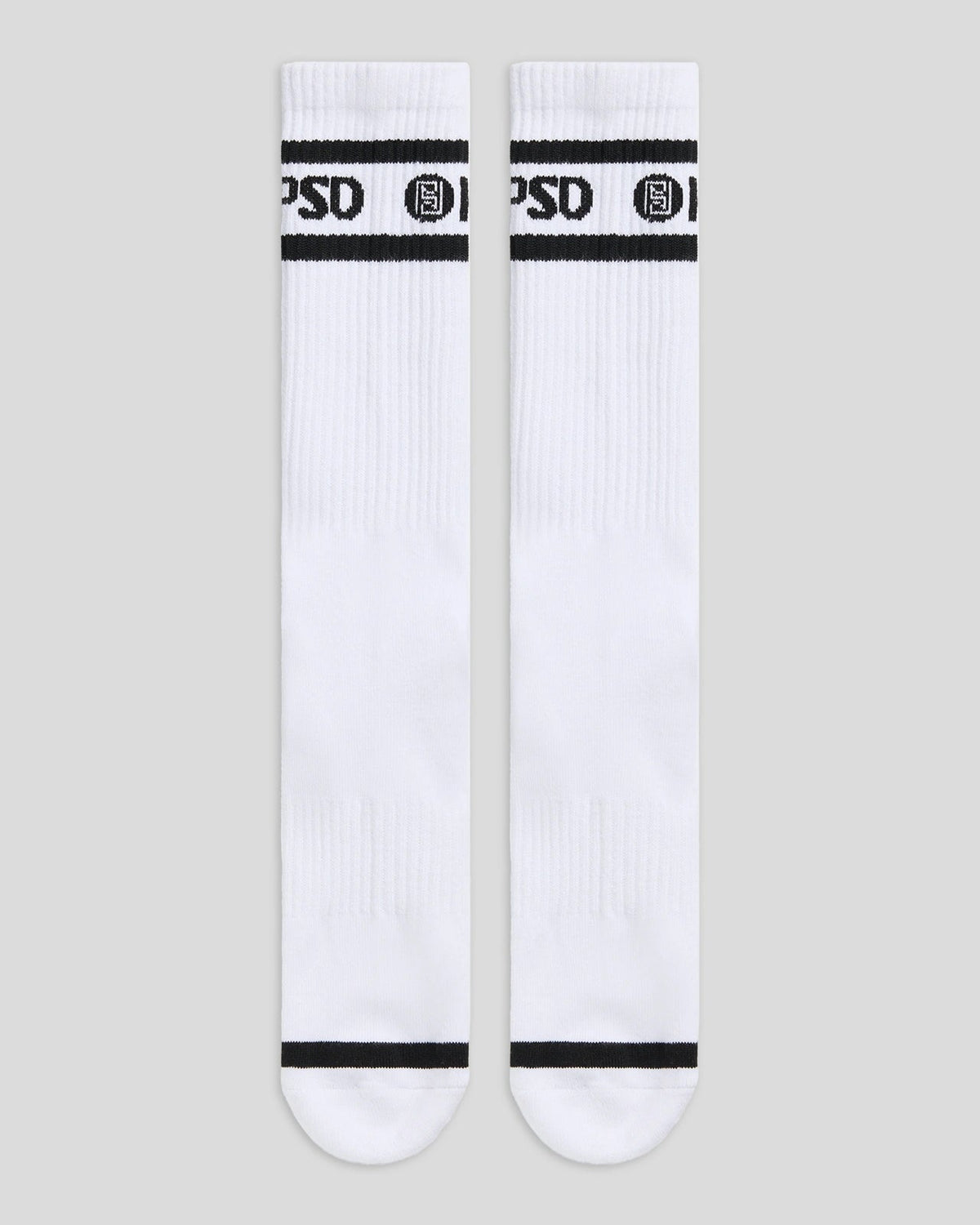 PSD Premium | 3 Pack - Logo Stripe Crew - White - Crew Sock