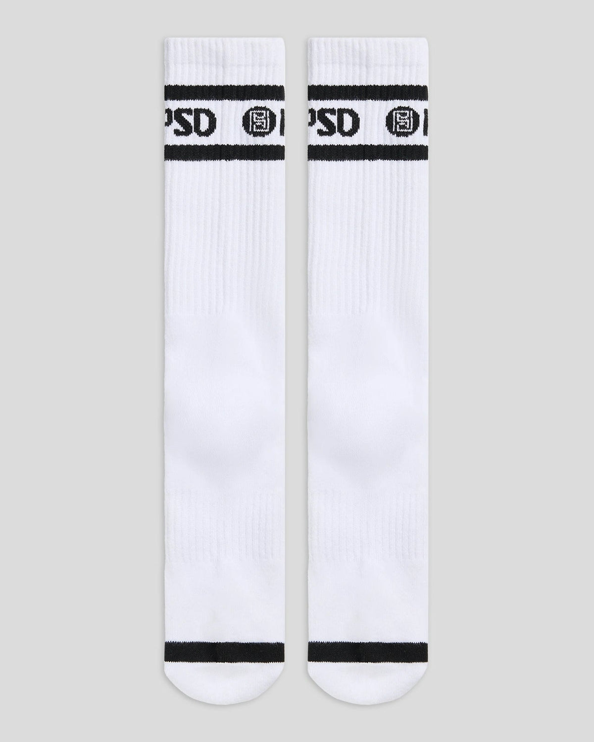 PSD Premium | 3 Pack - Logo Stripe Crew - White - Crew Sock