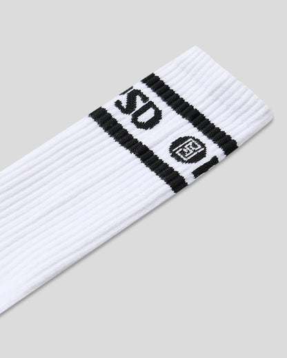 PSD Premium | 3 Pack - Logo Stripe Crew - White - Crew Sock