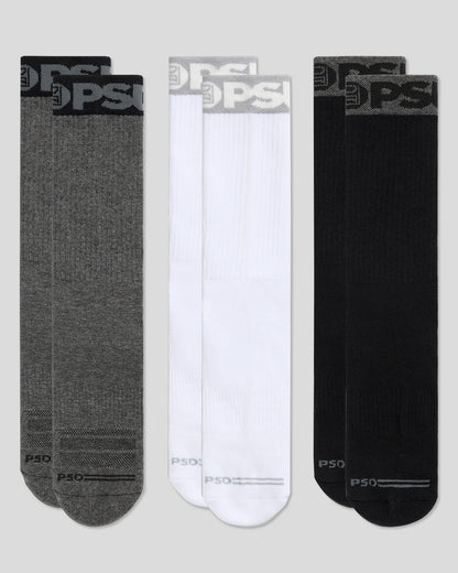 PSD Featured | 3 Pack - Band Crew - Grey/White/Black - Crew Sock