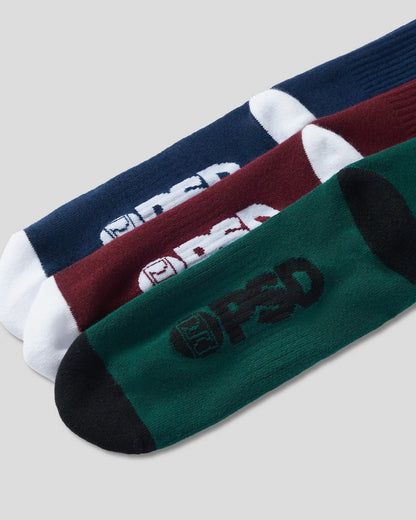 PSD Deals | 3 Pack - Logo Crew - Dark Tones - Crew Sock