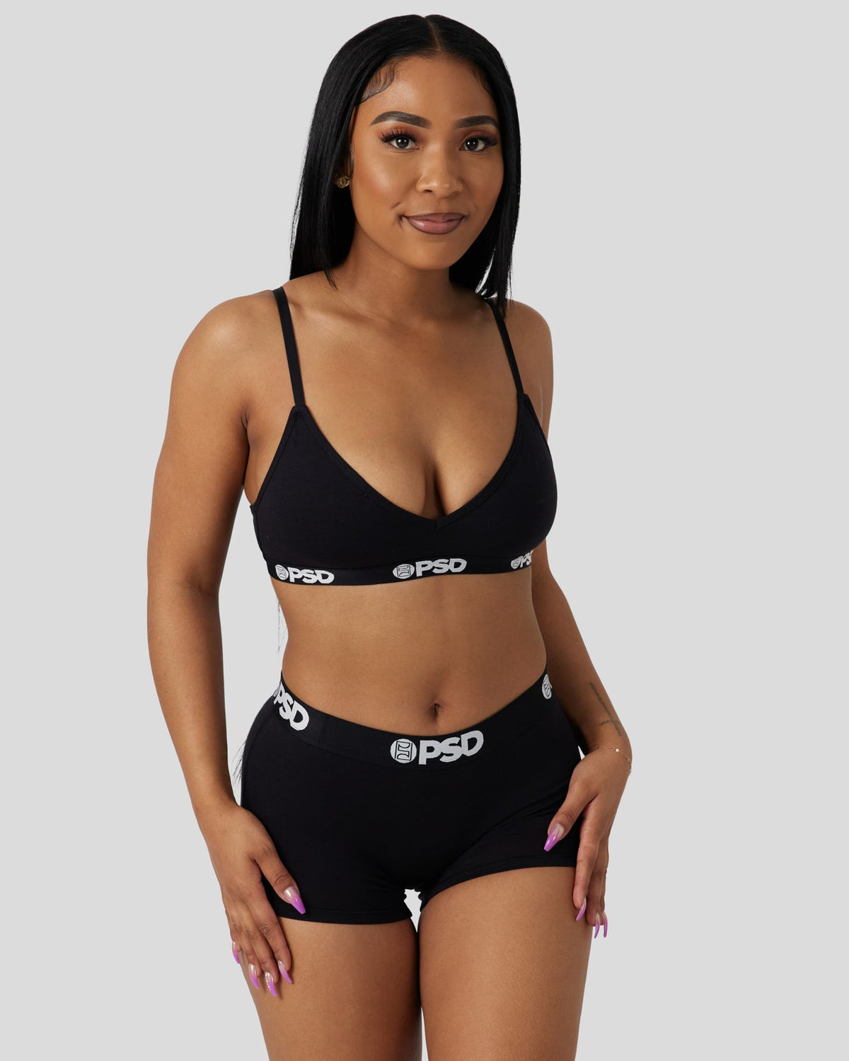 PSD Latest | Modal Solids - Black - V-Neck Bralette - Modal
