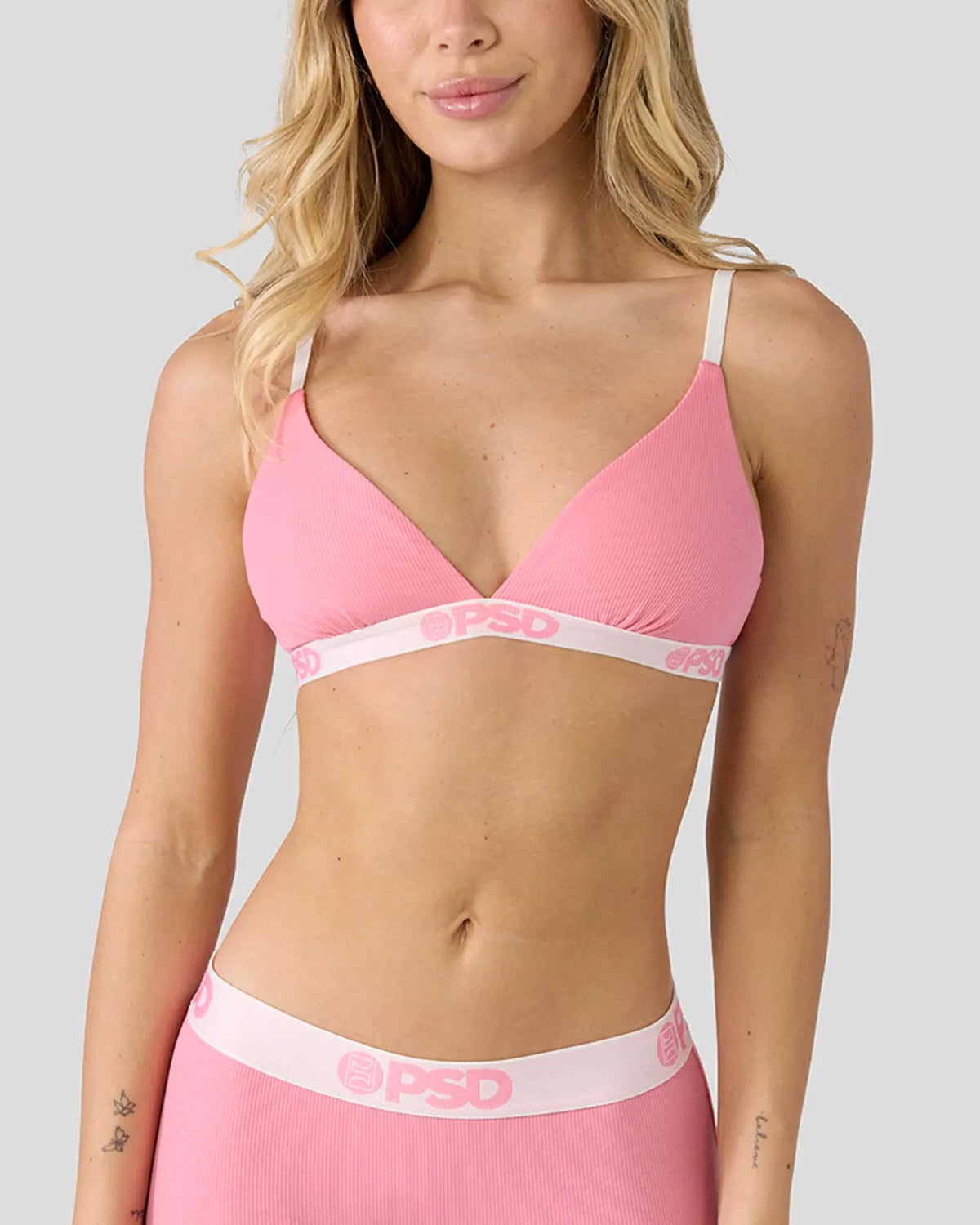 PSD Quality | Ribbed - Baby Pink - Triangle Bralette - Ribbed