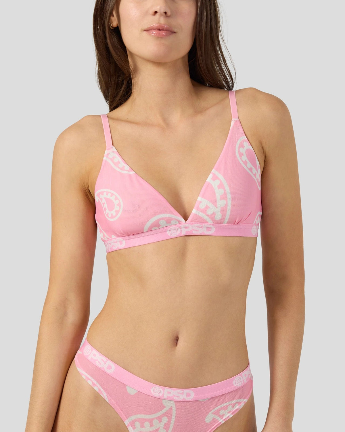 PSD Customer Favorite | Mesh - Pink Bandana - Triangle Bralette - Mesh