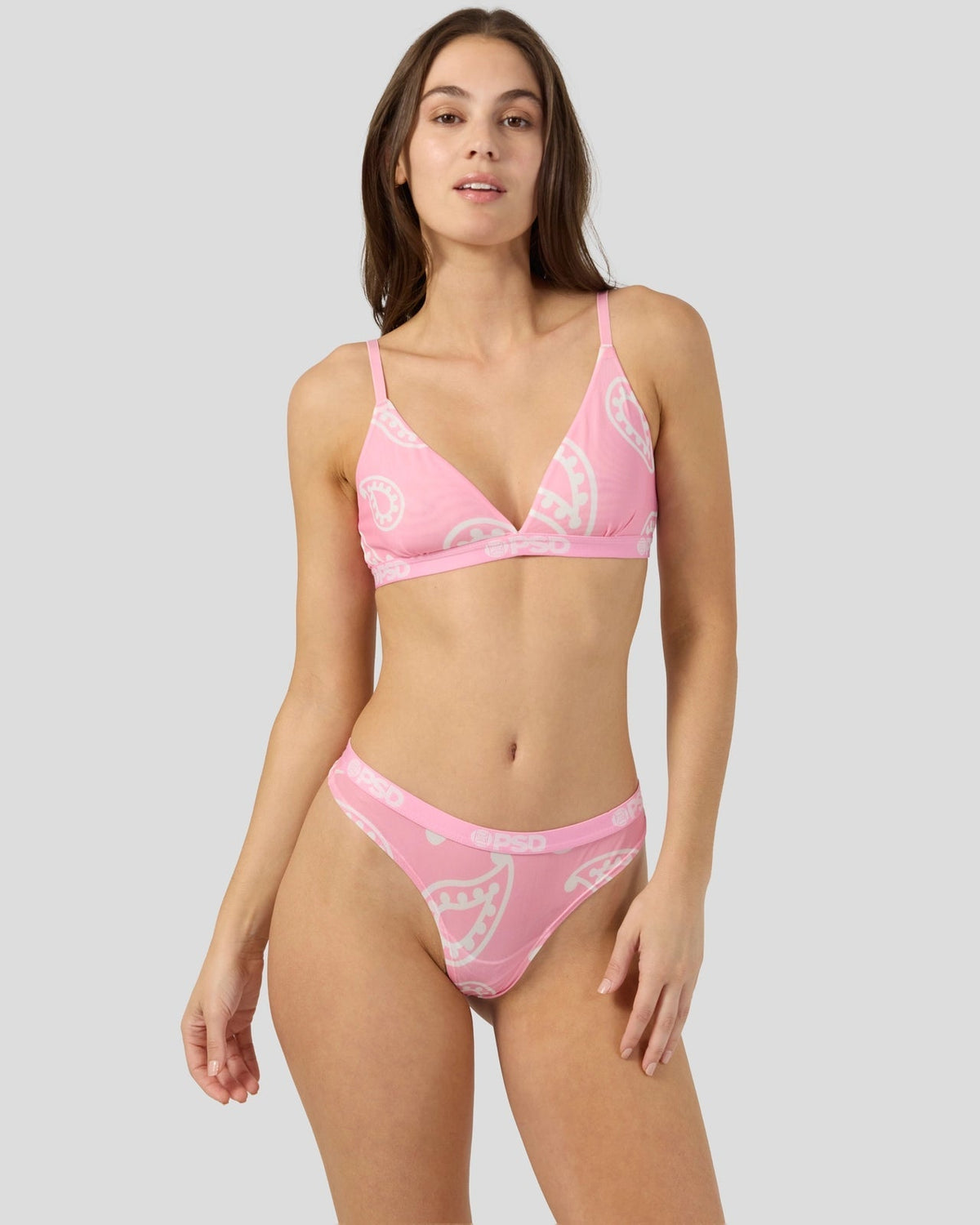 PSD Customer Favorite | Mesh - Pink Bandana - Triangle Bralette - Mesh