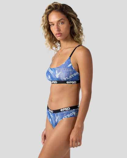 PSD Top Pick | Playboy - Denim Mesh - Scoop Bralette - Mesh