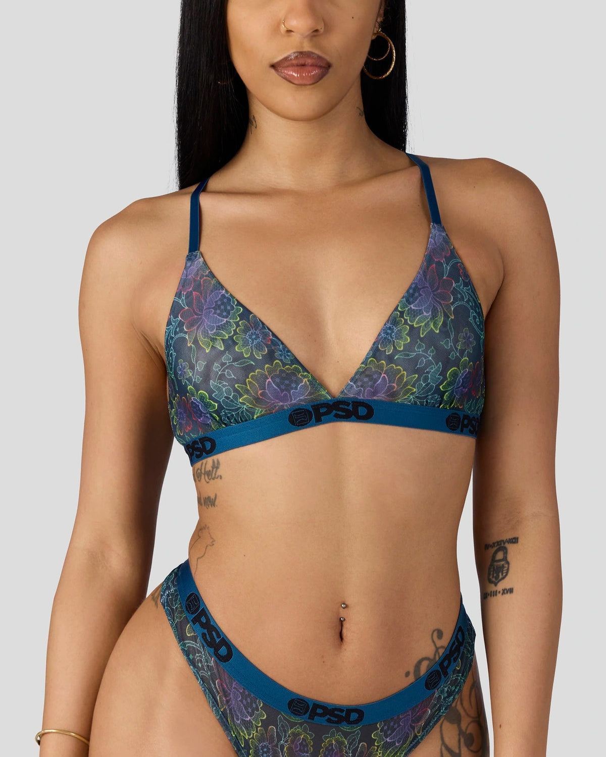 PSD Discount | Mesh - Floclr Blst - Triangle Bralette - Mesh