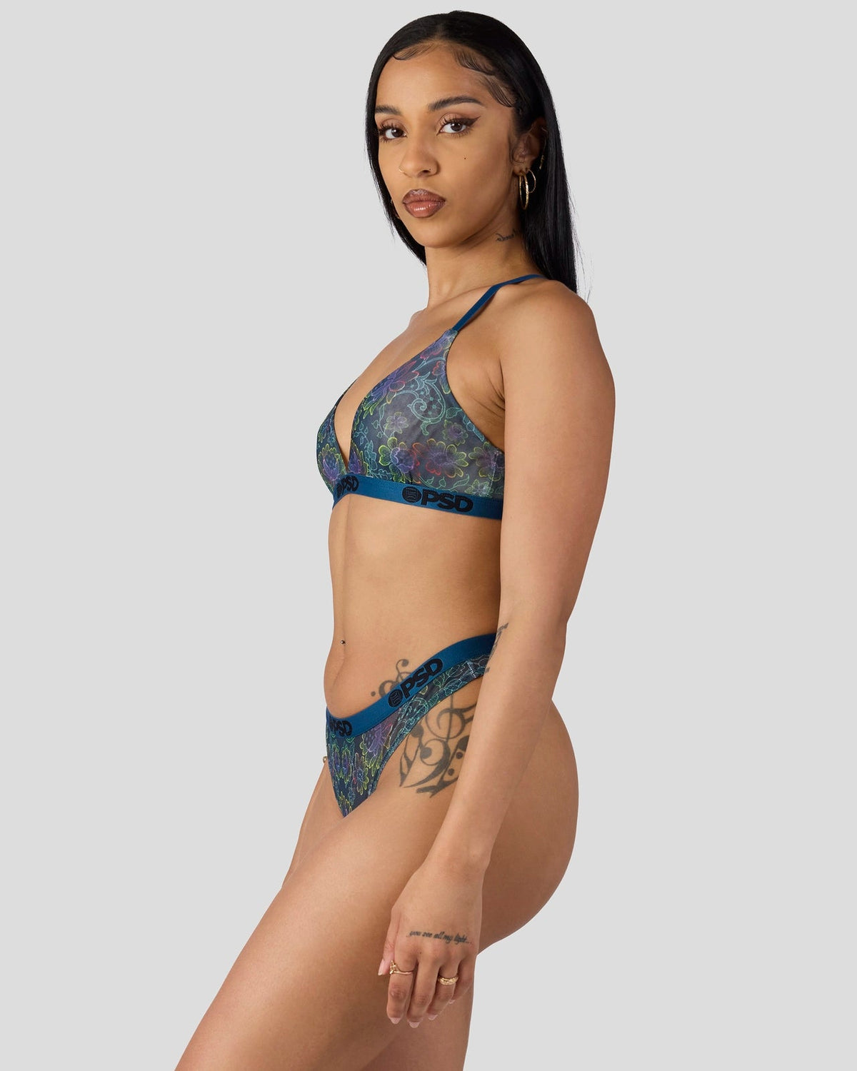 PSD Discount | Mesh - Floclr Blst - Triangle Bralette - Mesh