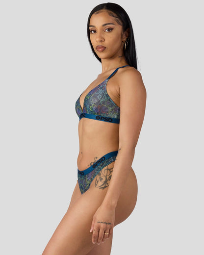 PSD Discount | Mesh - Floclr Blst - Triangle Bralette - Mesh