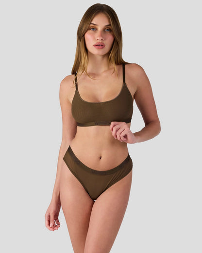 PSD Best Price | Mesh - Solid Coco - Scoop Bralette - Mesh