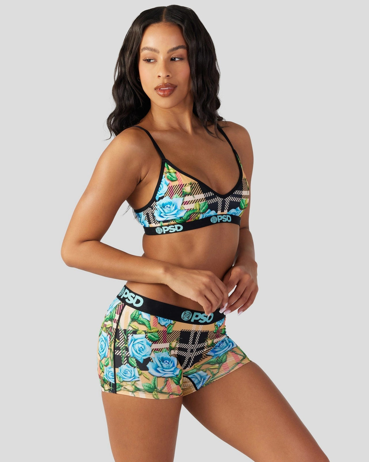 PSD Premium | Tartan Floral - V-Neck Bralette