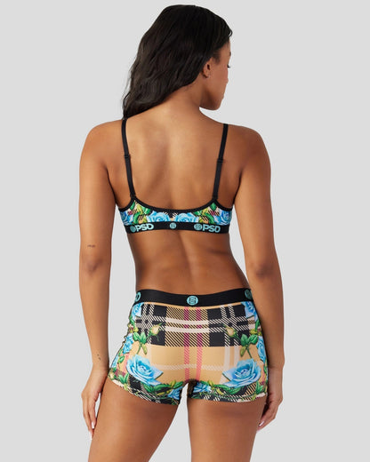 PSD Premium | Tartan Floral - V-Neck Bralette