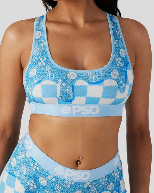 PSD Trusted | Blue Denim Drip - Sports Bra